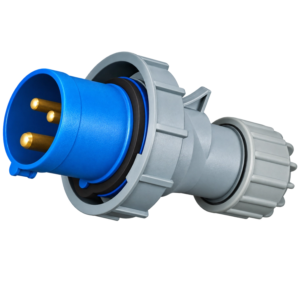 CEE Form 2P+E 16A 230V IP67 plug, blue
