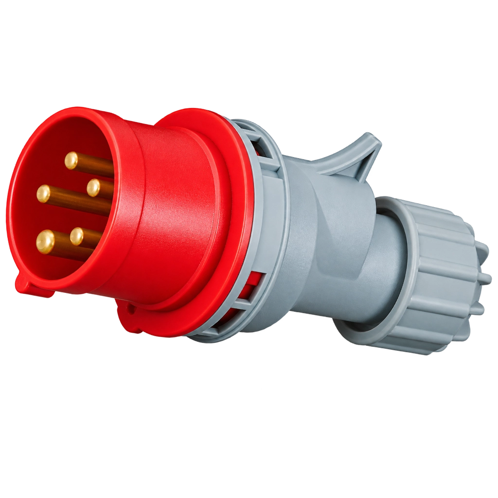 CEE Form 3P+N+E 16A 400V IP44 plug, red
