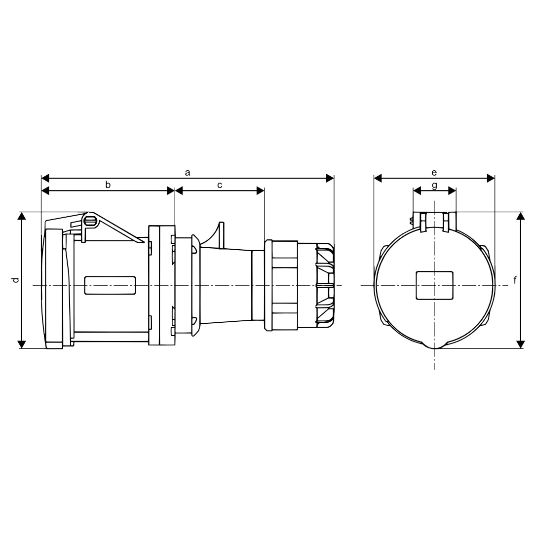 CEE Form IP44 63A socket dimension drawing